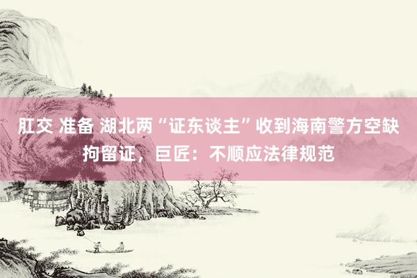 肛交 准备 湖北两“证东谈主”收到海南警方空缺拘留证，巨匠：不顺应法律规范