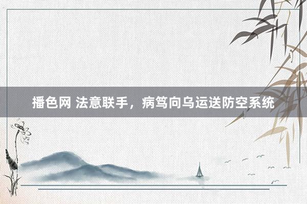 播色网 法意联手，病笃向乌运送防空系统