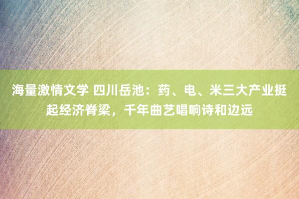 海量激情文学 四川岳池：药、电、米三大产业挺起经济脊梁，千年