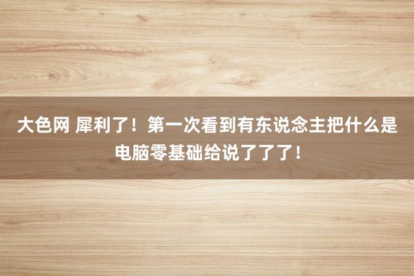大色网 犀利了！第一次看到有东说念主把什么是电脑零基础给说了了了！