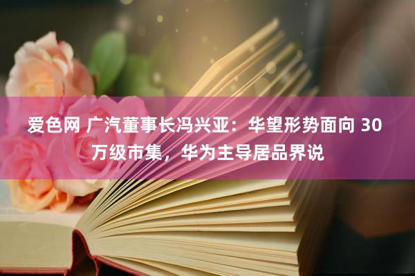 爱色网 广汽董事长冯兴亚：华望形势面向 30 万级市集，华为